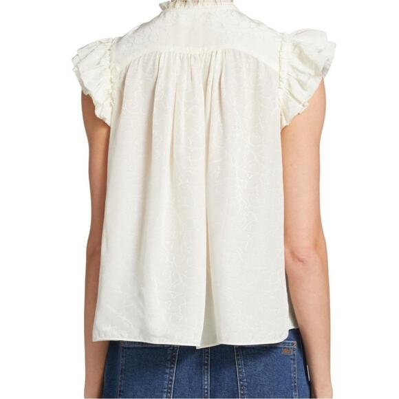 Ba&sh Solstice Flutter Top in Ecru Size Large Gently Used Quiet Luxury Workwear - Picture 2 of 7